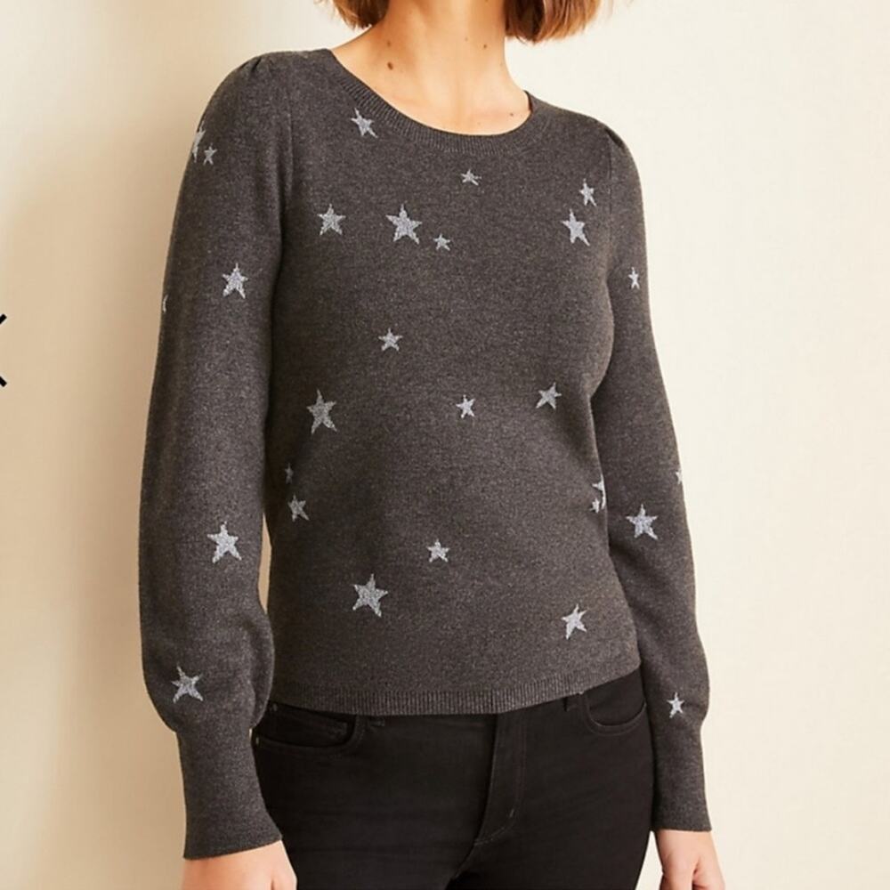 Ann Taylor Gray Star Pattern Sweater